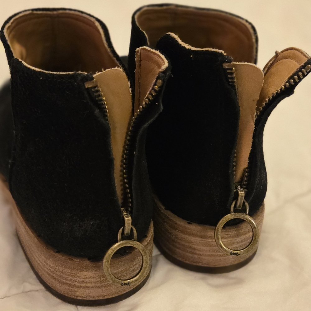 Beek Black Ankle Booties with Zipper Detailing